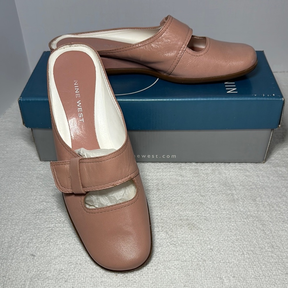 Nine West Pink Mules with Wide Strap and Low Heel